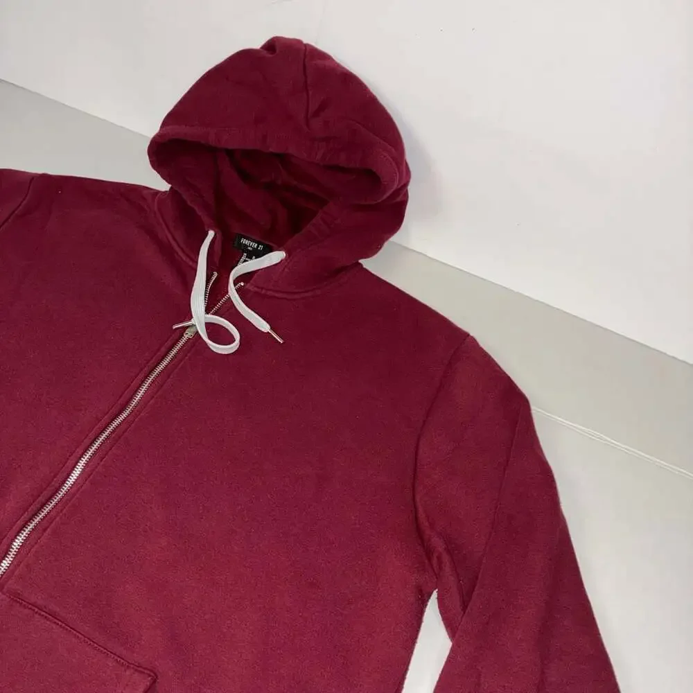 Forever 21 Zip-Up Hoodie Size Men XL Burgundy